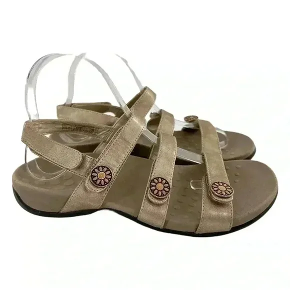 Vionic womens Cathy sandals size 7 38 bronze leather walking comfort orthopedic