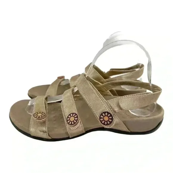 Vionic womens Cathy sandals size 7 38 bronze leather walking comfort orthopedic