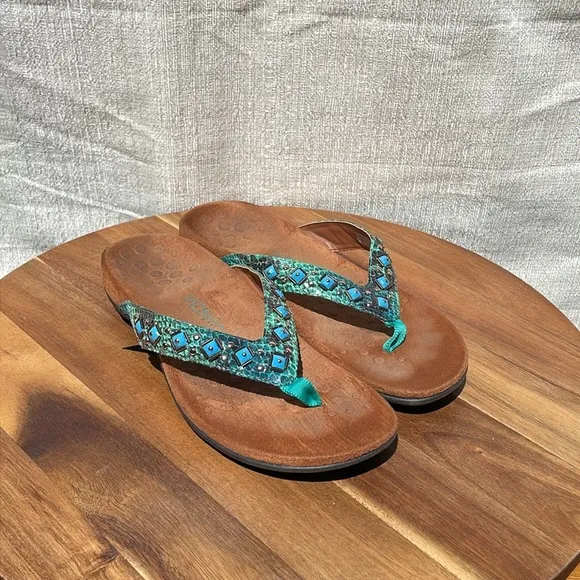 Vionic Women’s Floriana Sandals Teal Snake Size 9