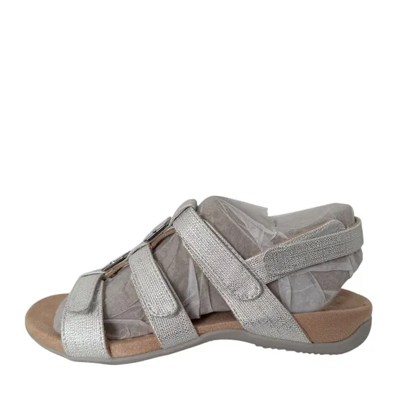 Vionic Women's Silver Adjustable Back Strap Walking Sandals Size 8 NEW