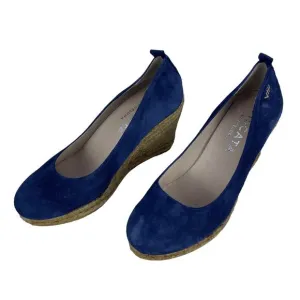 Viscata Barcelona Rose Shoes Espadrilles Wedges 39 Suede Navy Blue Heels Sandals