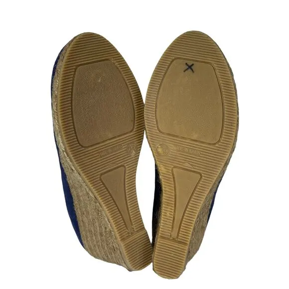 Viscata Barcelona Rose Shoes Espadrilles Wedges 39 Suede Navy Blue Heels Sandals