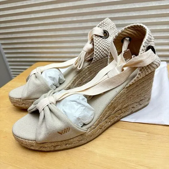 VISCATA Tossa Canvas Beige Ankle Strap Espadrille Sandals 36 EU/US 5.5-6 NEW