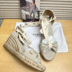 VISCATA Tossa Canvas Beige Ankle Strap Espadrille Sandals 36 EU/US 5.5-6 NEW