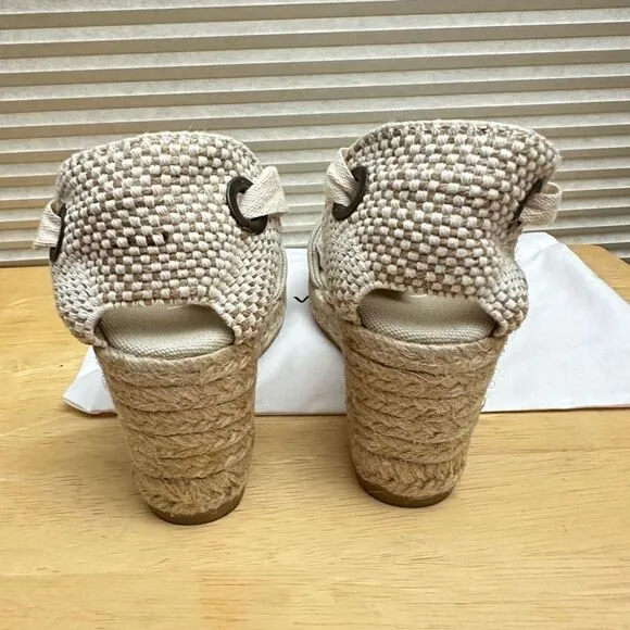 VISCATA Tossa Canvas Beige Ankle Strap Espadrille Sandals 36 EU/US 5.5-6 NEW