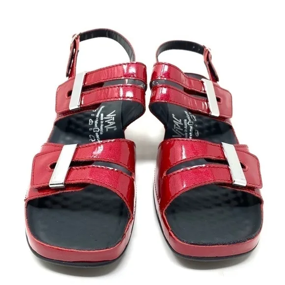 Vital 0506 Patent leather slingback dress sandals red