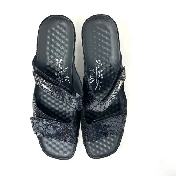 Vital 0520 Joy Snake Schwarz Comfort Mule Sandals