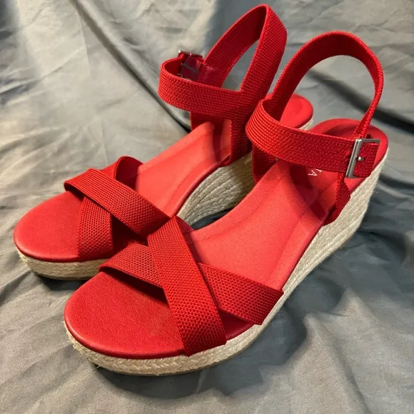 VIVAIA Sally Ruby Red Espadrille Wedge Sandals, Women’s Size 9 (EU 40), NWOT