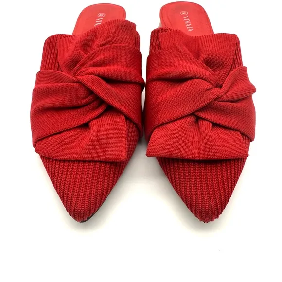 Vivaia Yaffa Pointed-Toe Knot Sandals Ruby Red EU 39 US 8