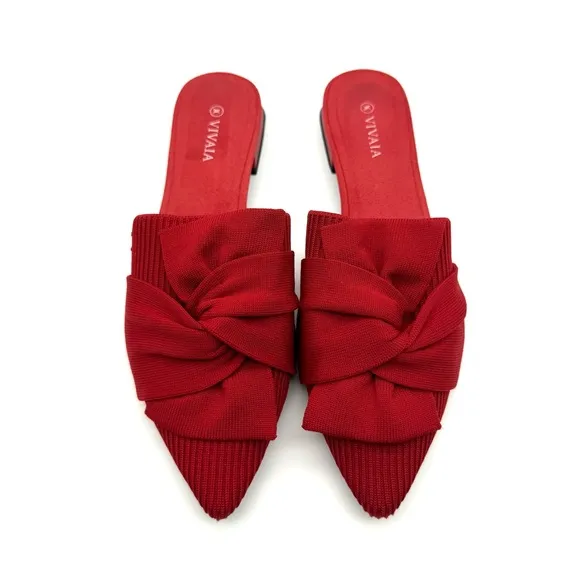 Vivaia Yaffa Pointed-Toe Knot Sandals Ruby Red EU 39 US 8