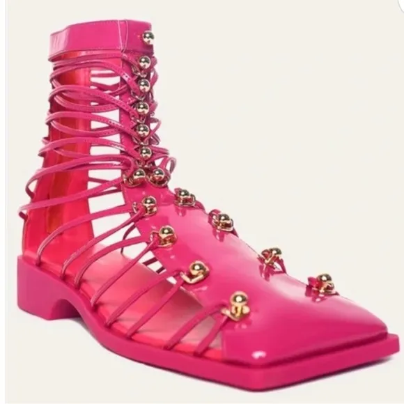 Vivienne Hu New York Leather Studded Cage Sandals