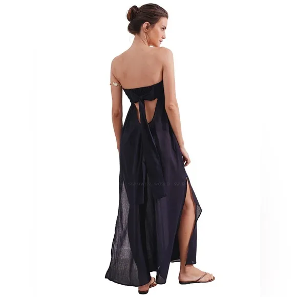 VIX Paula Hermanny Davina Strapless Maxi Dress Black