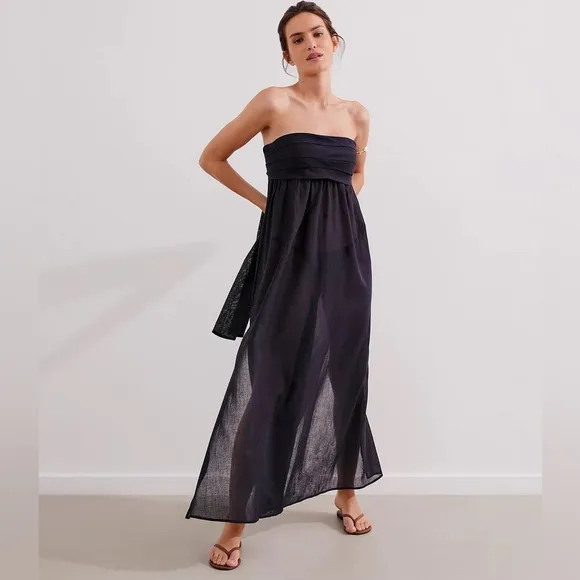 VIX Paula Hermanny Davina Strapless Maxi Dress Black