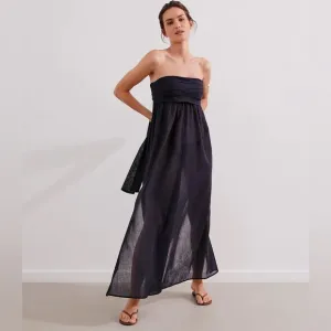 VIX Paula Hermanny Davina Strapless Maxi Dress Black