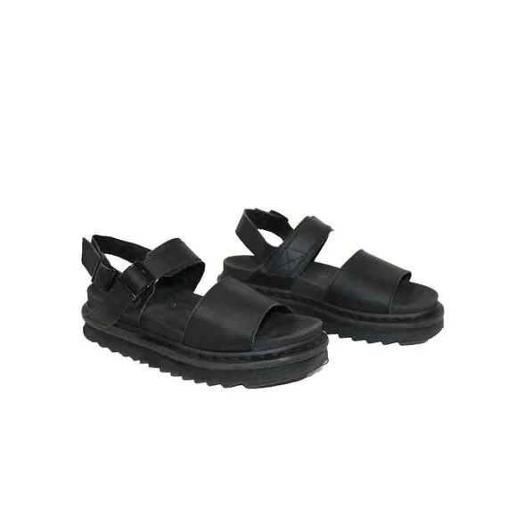 VOSS Black Dr. Martens Buckle closure Leather Soft Wair Sandals Size 39 US 8