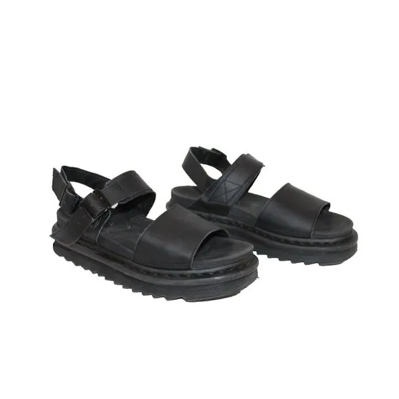 VOSS Black Dr. Martens Buckle closure Leather Soft Wair Sandals Size 39 US 8