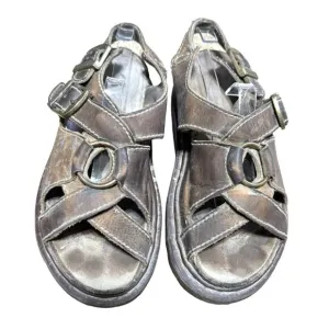 VTG Dr Martens Womens Platform Leather Fisherman Sandals Brass Ring England US 8