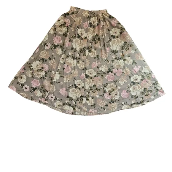 Vtg Scott McClintock 80s/90s Asymmetrical Cream/Pink/Green Midi Skirt