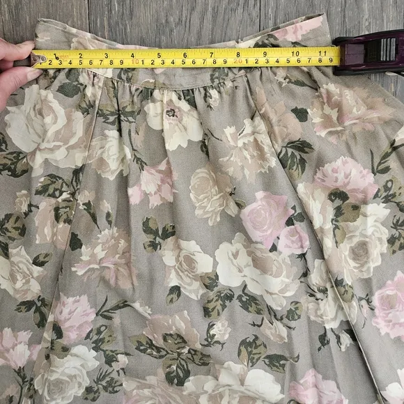 Vtg Scott McClintock 80s/90s Asymmetrical Cream/Pink/Green Midi Skirt