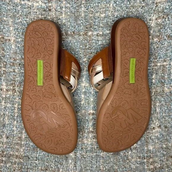 Walking Cradles Cruz Braided Leather Sandals in Neutral Multi (Wide)