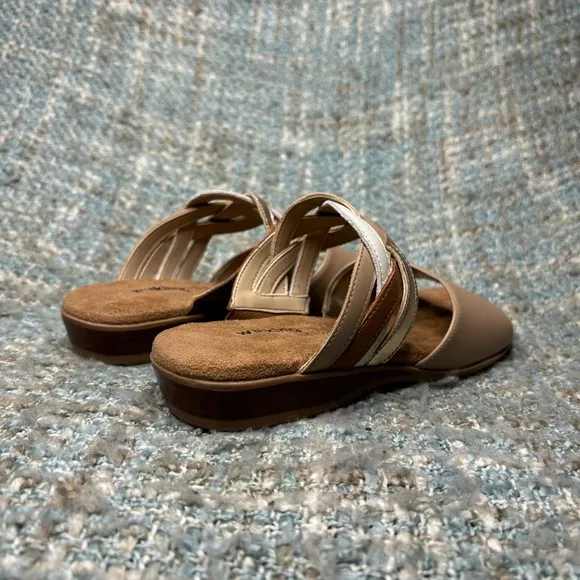 Walking Cradles Cruz Braided Leather Sandals in Neutral Multi (Wide)