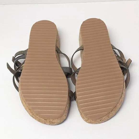 Walking Cradles Penelope Slide Sandals, Metallic Multi, Women's 8 Extra Wide