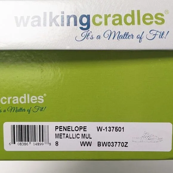 Walking Cradles Penelope Slide Sandals, Metallic Multi, Women's 8 Extra Wide