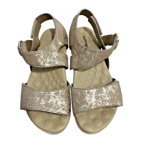 Walking Cradles  Women's Taupe Metallic Huntley Sandals Size 10 WW
