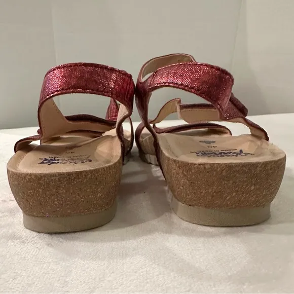 Wanda Panda Leather Metallic Berry Comfort Sandals Made in Spain 9