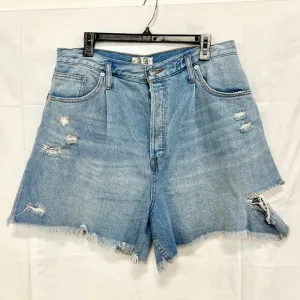 We The Free High Waisted Distressed Frayed Denim Jean Short Blue Women's Size 33