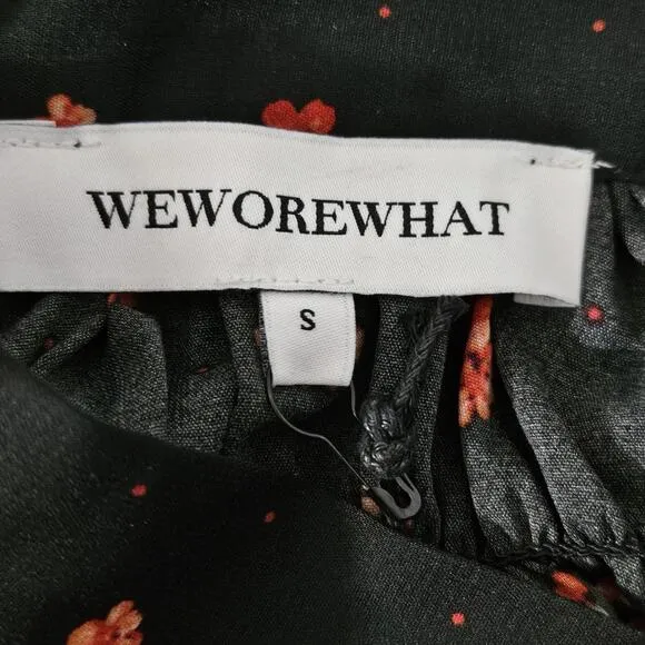 WeWoreWhat Black Polka Dot Floral High-Low Dress Size S | Flowy &amp; Feminine