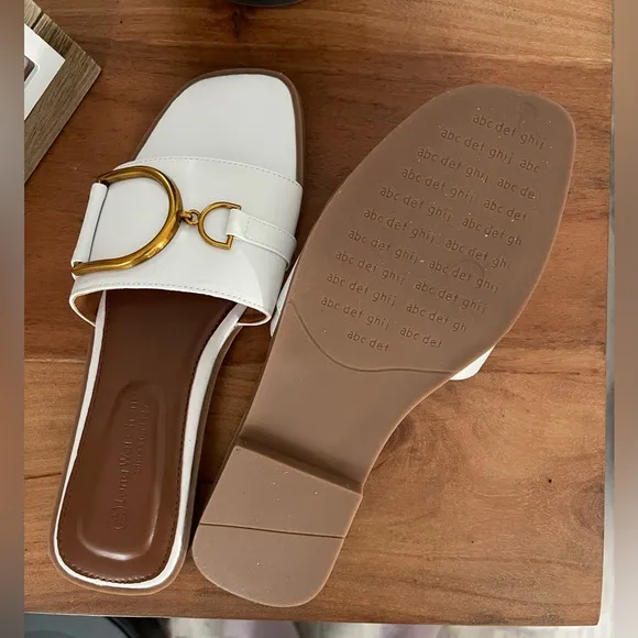 White and Gold Minimalist Slide Sandals