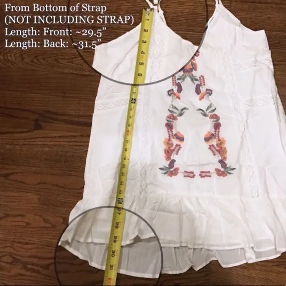 White Embroidered Crochet Accent Embroidered Floral Sun Dress Coverup