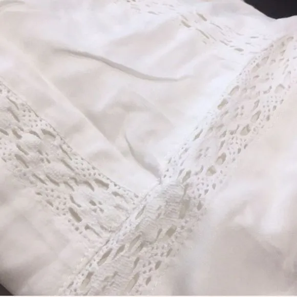 White Embroidered Crochet Accent Embroidered Floral Sun Dress Coverup