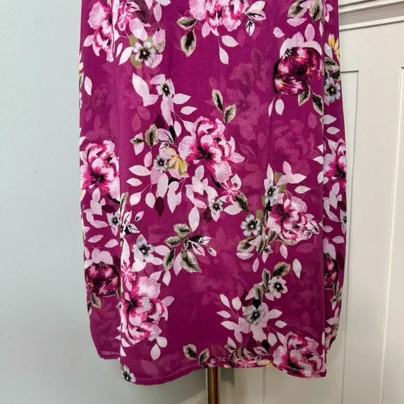 White House Black Market Purple Floral Tie Neck Chiffon Choker Shift Dress 10p