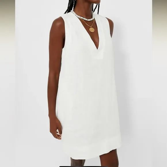 White Linen Melanie Dress