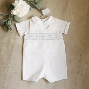 White Smocked Diamond Jon Jon Shortall Feltman Brothers 6/9 Months NWT