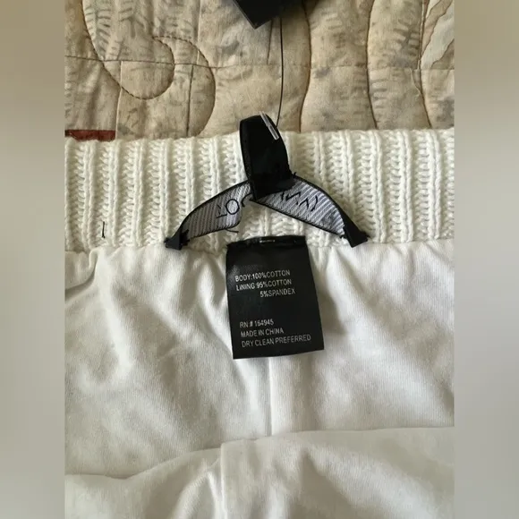 White Toccin Cotton Open Knit Drawstring Shorts