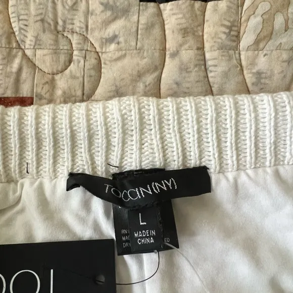 White Toccin Cotton Open Knit Drawstring Shorts