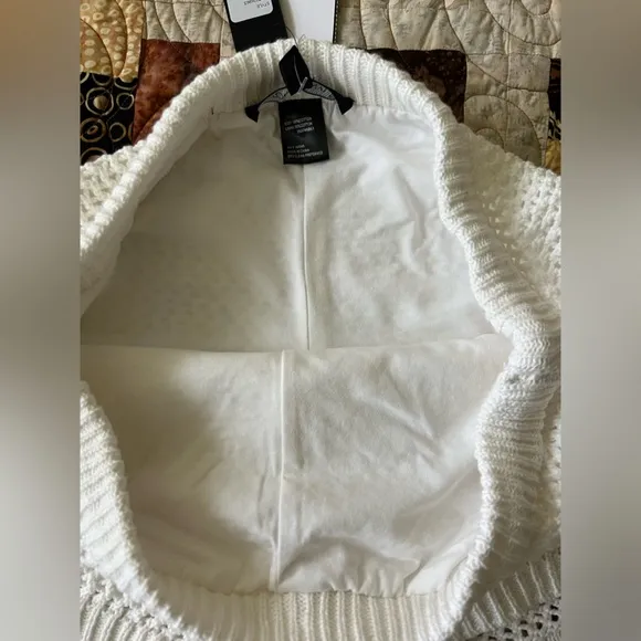White Toccin Cotton Open Knit Drawstring Shorts