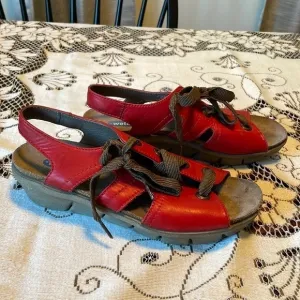 WOLKY Alula RED Made For Walking Sandals Brown Shoe Laces