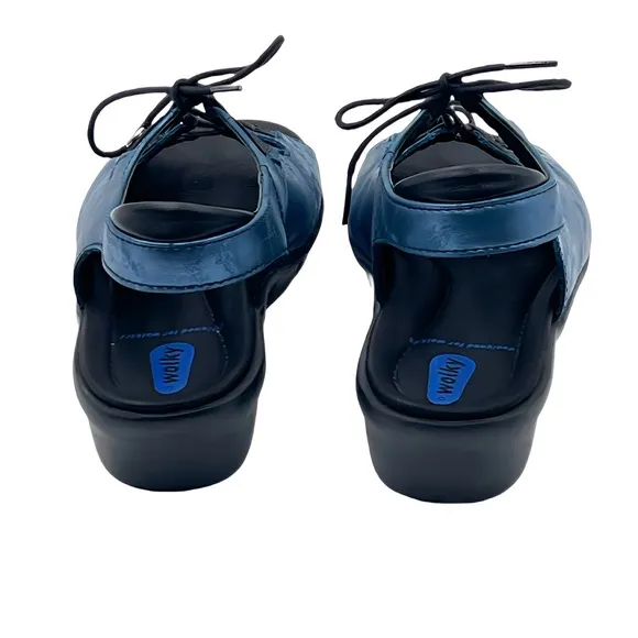 Wolky Arena Metallic Blue Gladiator Wedge Comfort Festival Sandals EU 39 US 8.5