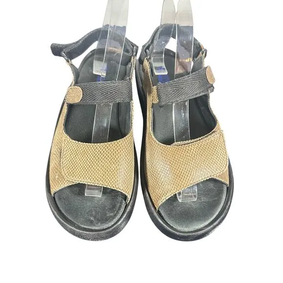 Wolky JEWEL bronze snake embossed Leather Sandals Comfort Walking sSz 39 us 8
