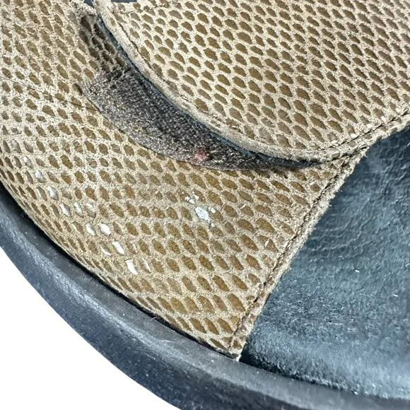 Wolky JEWEL bronze snake embossed Leather Sandals Comfort Walking sSz 39 us 8