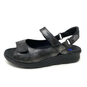 Wolky Pichu Caviar Leather Black comfort sandals