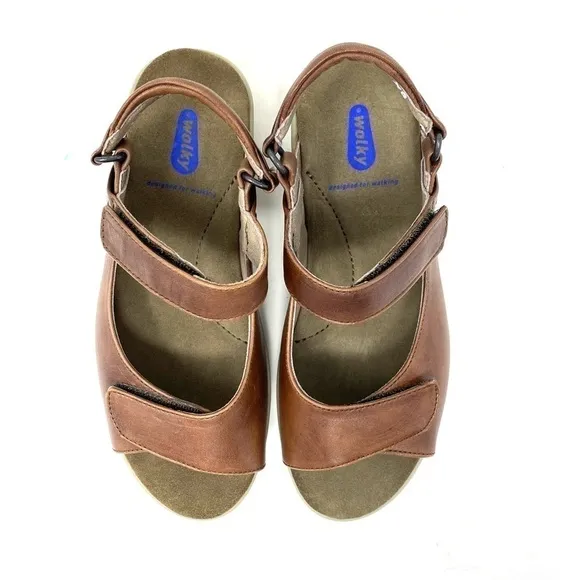 Wolky Pichu Comfort Sandals Vegi Leather Cognac
