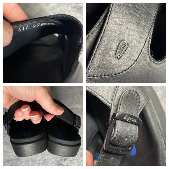 Wolky Shoe Black Leather Nimes Buckle Velcro Sandal