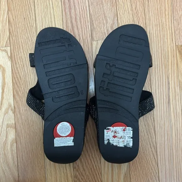 Woman’s Black Fit Flop Marli Crystal Sandals - size 10