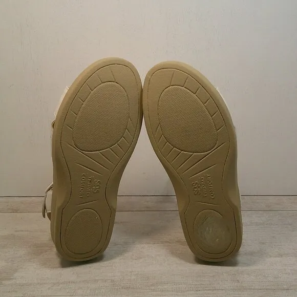 Womans SAS Duo Buckle White Leather Sandal Size 8 WW Double Wide