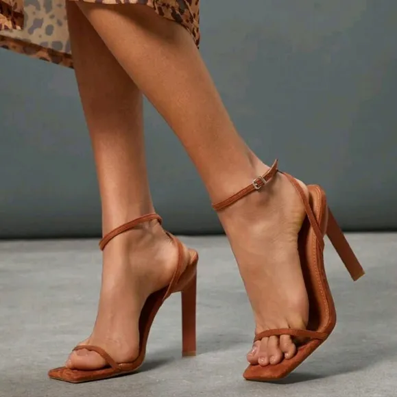 Women Minimalist Feminine Daily Thin Ankle Strap Stiletto High Heeled Sandals